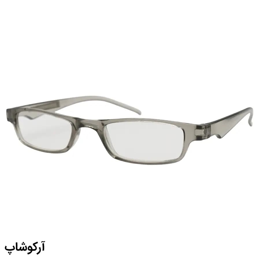 عینک مطالعه نمره +1.25 نزدیک بین با فریم طوسی براق و مستطیلی شکل (به‌همراه قاب و دستمال) مدل TOP-25 — تصویر ۳