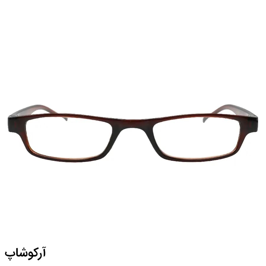 عینک مطالعه نمره +1.25 نزدیک بین با فریم قهوه‌ای براق و مستطیلی شکل (به‌همراه قاب و دستمال) مدل TOP-25 — تصویر ۲