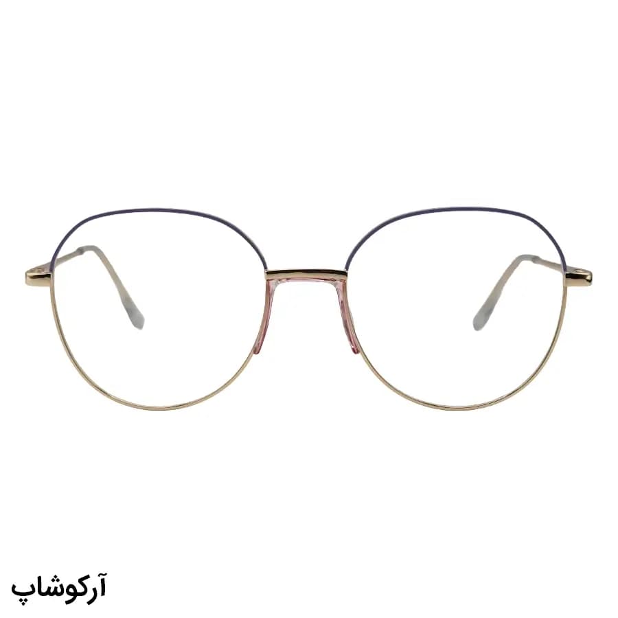 عینک طبی زنانه Tiffany با فریم شکل گرد، رنگ طلایی براق، از جنس فلزی و لولا فنردار مدل 8578 — تصویر ۲