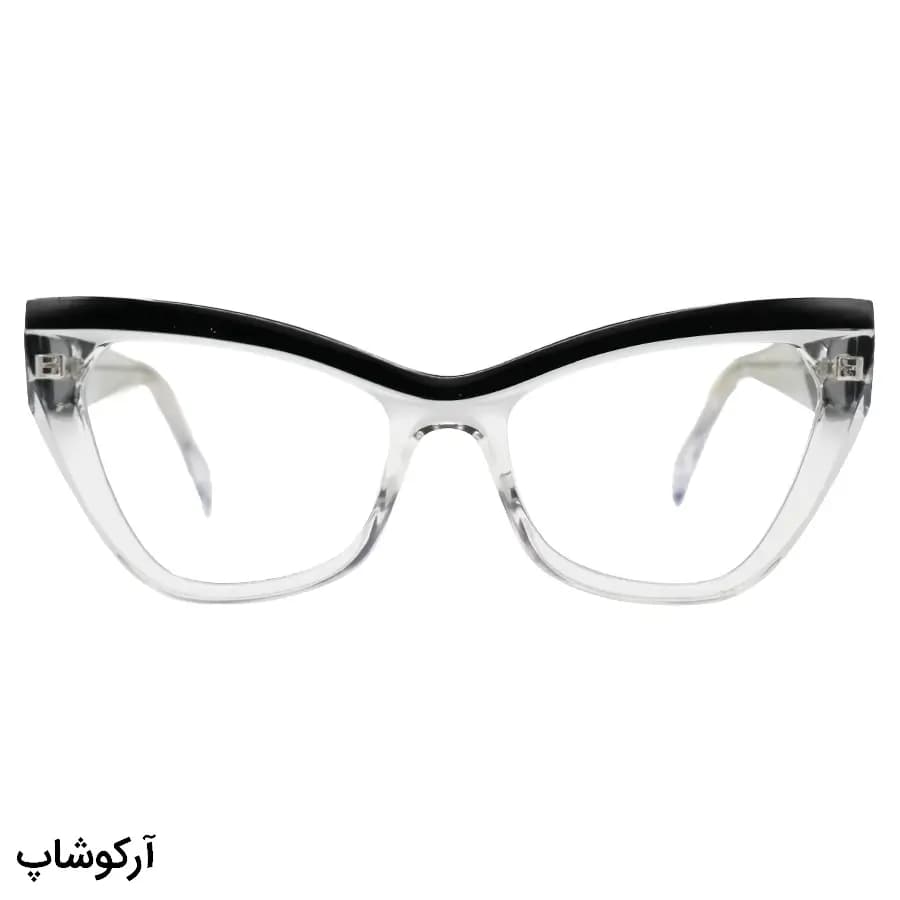 عینک طبی زنانه Chopard با فریم بی‌رنگ (شفاف) و مشکی، شکل چشم گربه‌ای، دسته سیم‌دار و لولا فنردار مدل 2198 — تصویر ۲