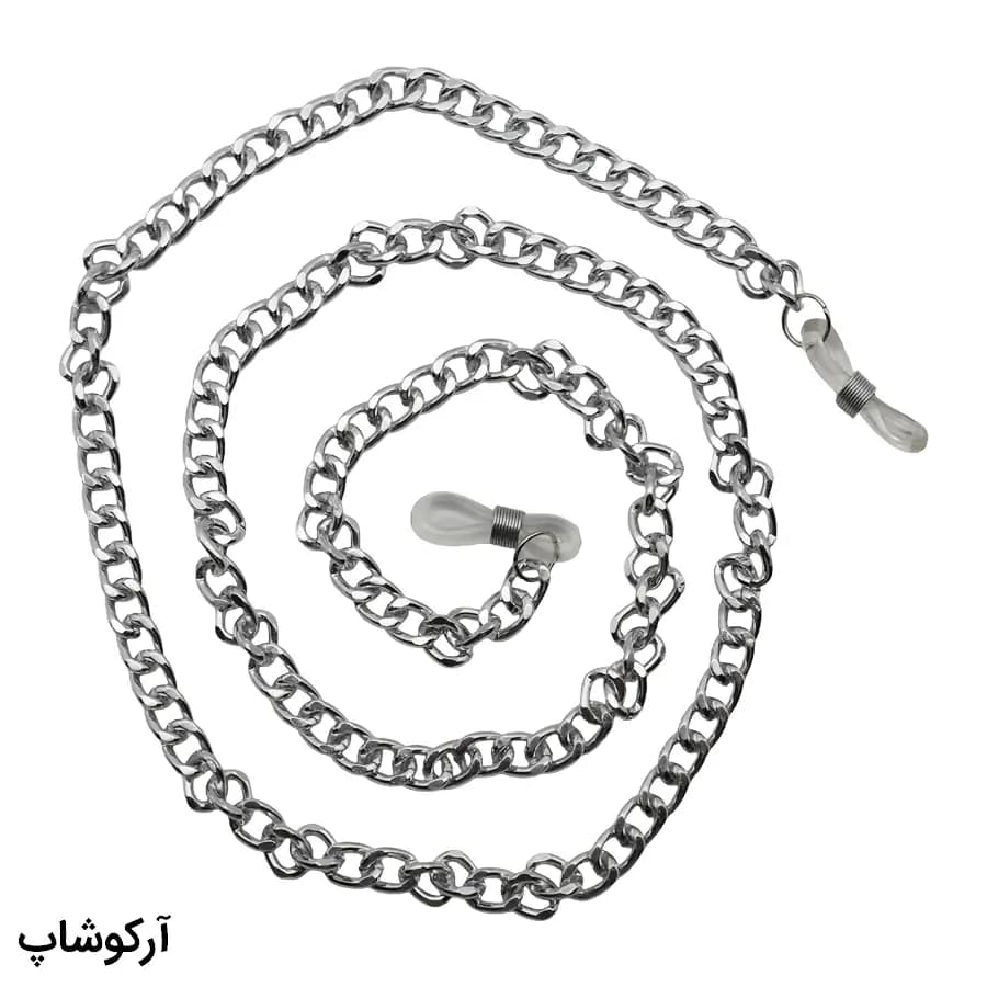 بند عینک زنجیری با رنگ نقره‌ای، از جنس آلومینیوم، طرح زنجیر ریز، سبک و ضدحساسیت مدل 993128