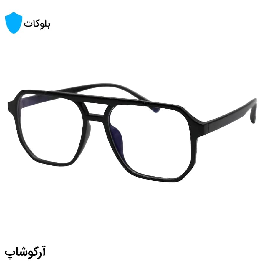عینک با فریم مشکی رنگ، شکل خلبانی، از جنس کائوچو و لنز بلوکات مدل 20345