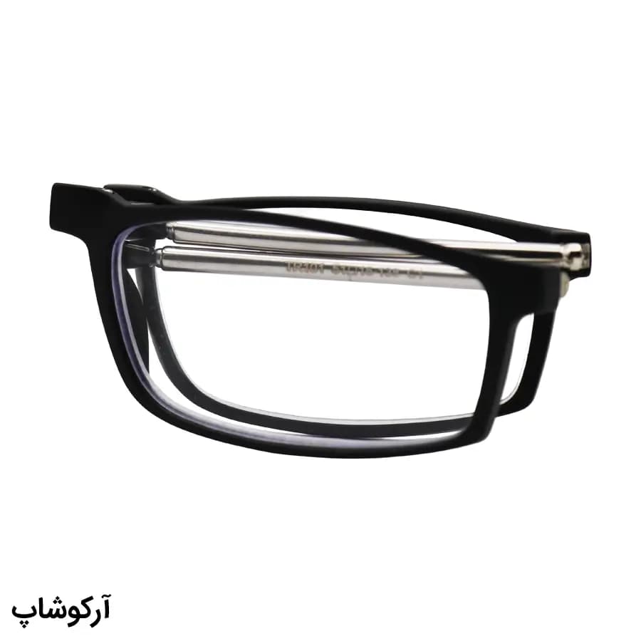 عینک مطالعه تاشو نزدیک بین نمره +1.25 با عدسی بلوکات، رنگ مشکی و دسته آنتنی و جمع‌شونده مدل TR101 — تصویر ۴