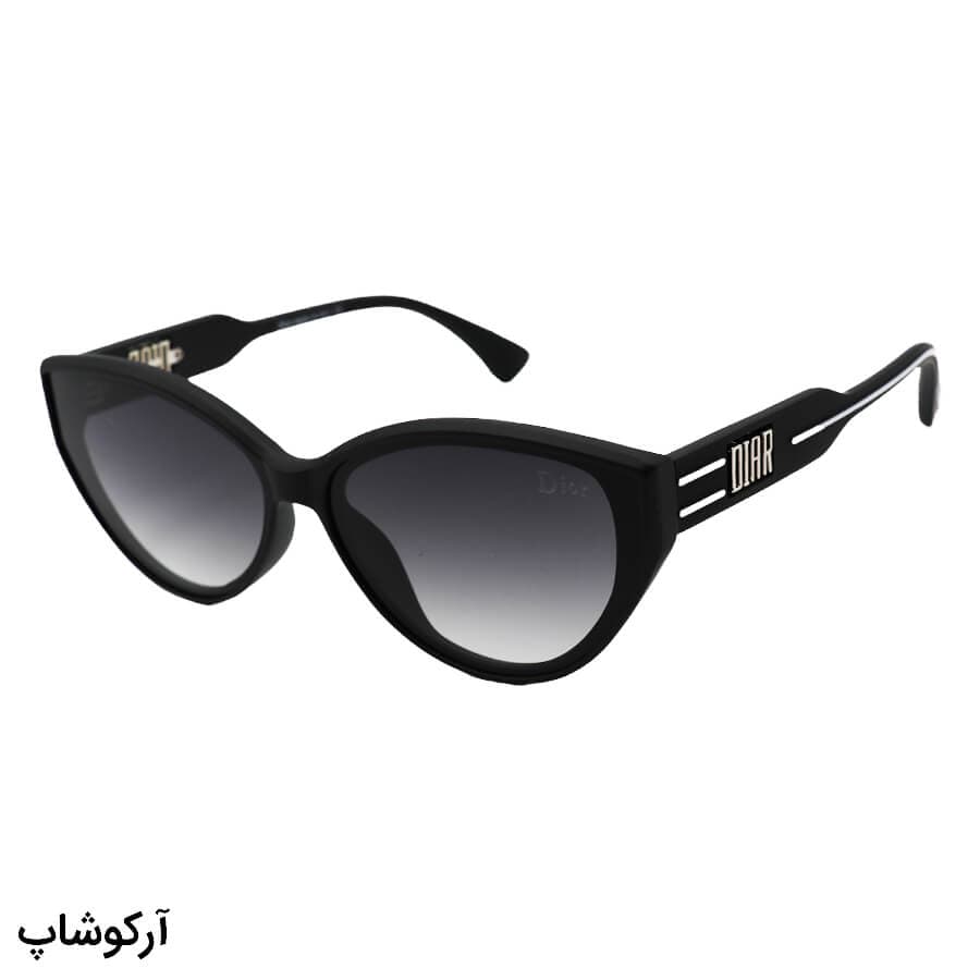عینک آفتابی با فریم چشم گربه ای، رنگ مشکی مات و عدسی دودی تیره DIOR مدل 5111
