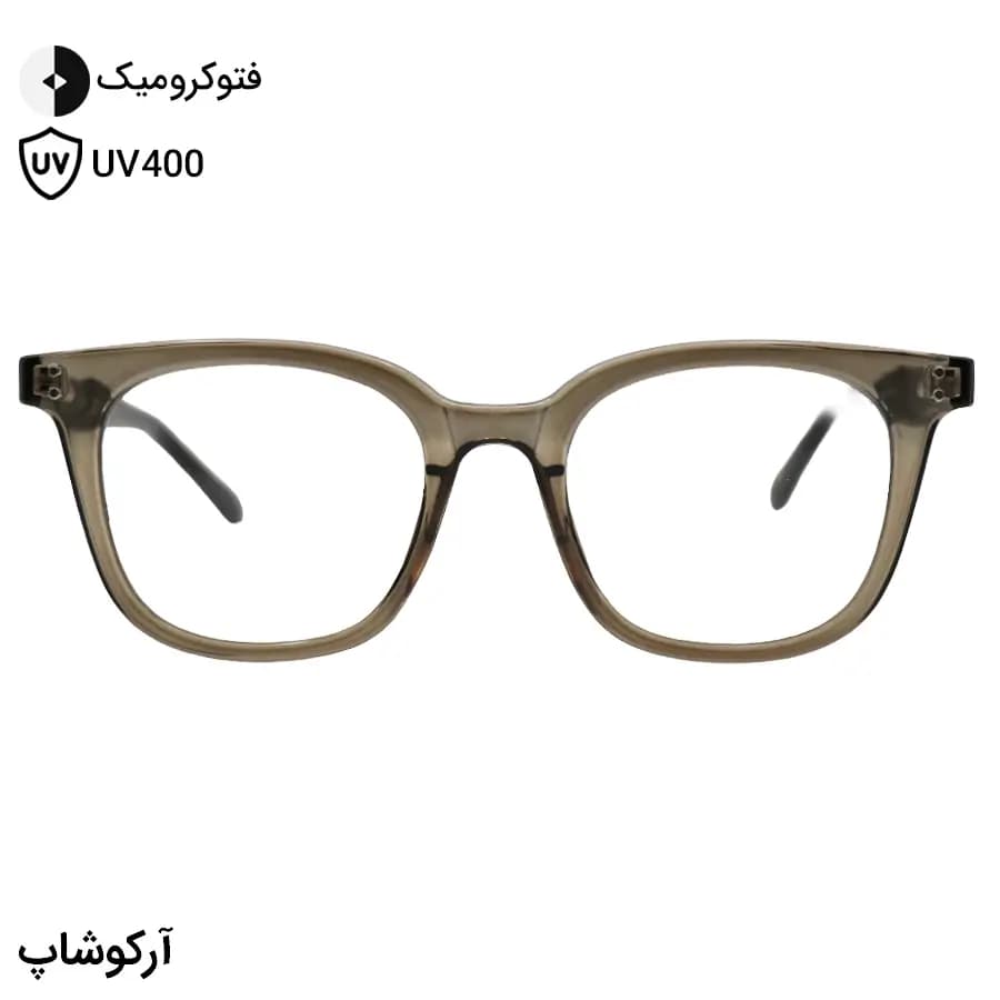 عینک Vittorio Richi با فریم مربعی، رنگ طوسی تیره، دسته سیم‌دار، رنگ هاوانا و لنز فتوکرومیک (رنگ ثانویه: سبز) مدل 10452 — تصویر ۲