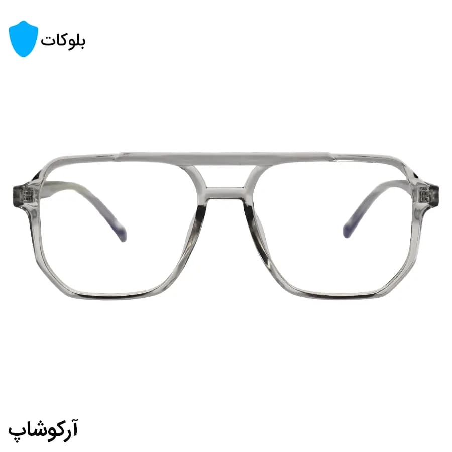 عینک با فریم طوسی رنگ، شکل خلبانی، از جنس کائوچو و لنز بلوکات مدل 20345 — تصویر ۳