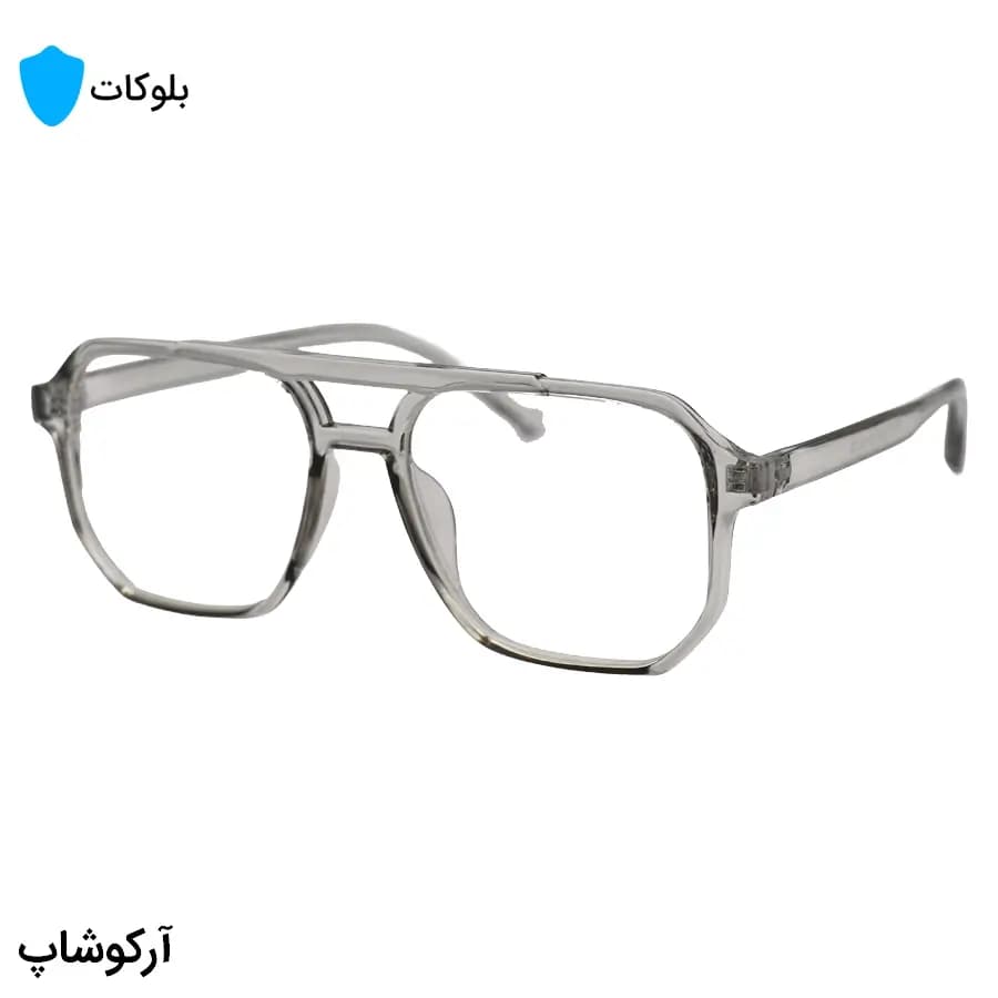 عینک با فریم طوسی رنگ، شکل خلبانی، از جنس کائوچو و لنز بلوکات مدل 20345