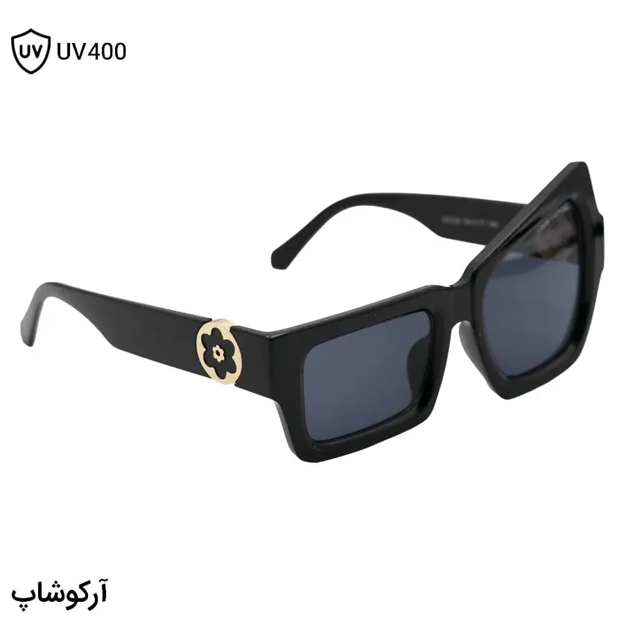 عینک آفتابی لویی ویتون با فریم فانتزی و خاص، رنگ مشکی براق و عدسی دودی تیره مدل 96009 — تصویر ۴
