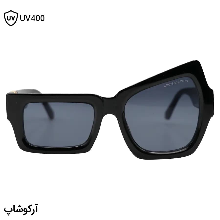 عینک آفتابی لویی ویتون با فریم فانتزی و خاص، رنگ مشکی براق و عدسی دودی تیره مدل 96009 — تصویر ۳