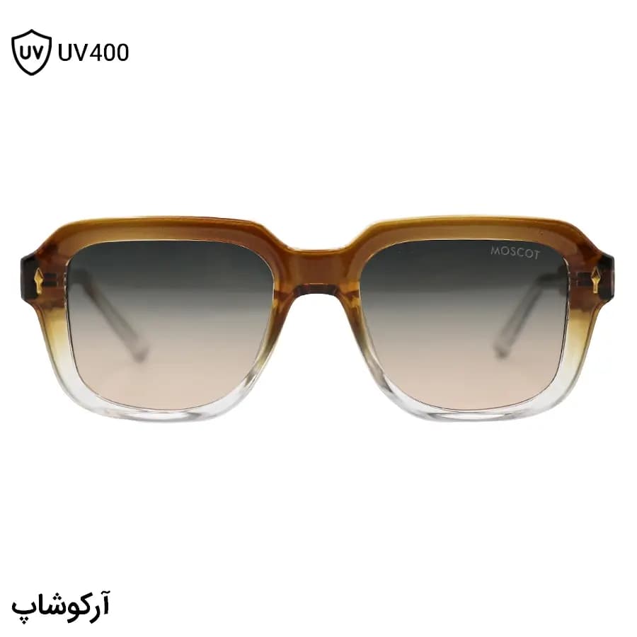 عینک آفتابی Moscot با فریم مربعی شکل، رنگ قهوه‌ای براق، دسته سیم‌دار و لنز قهوه‌ای سایه روشن مدل 1211 — تصویر ۲