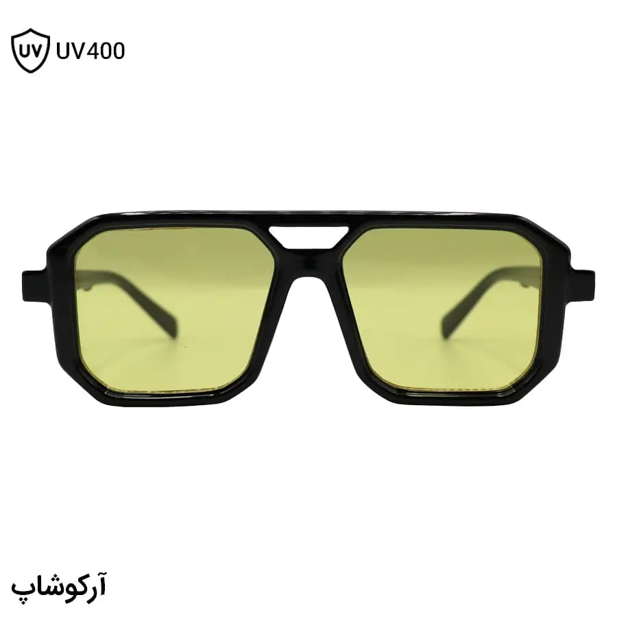 عینک دید در شب Fendi با فریم مشکی براق، شکل مربعی، دو پل بینی و لنز زرد رنگ مدل M6125 — تصویر ۳