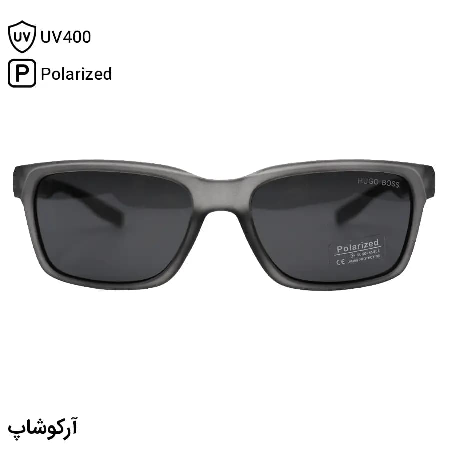 عینک آفتابی Hugo Boss با فریم قهوه‌ای مات، مستطیلی شکل، بیس‌دار و لنز قهوه‌ای تیره و پلاریزه مدل P5048 — تصویر ۱۰