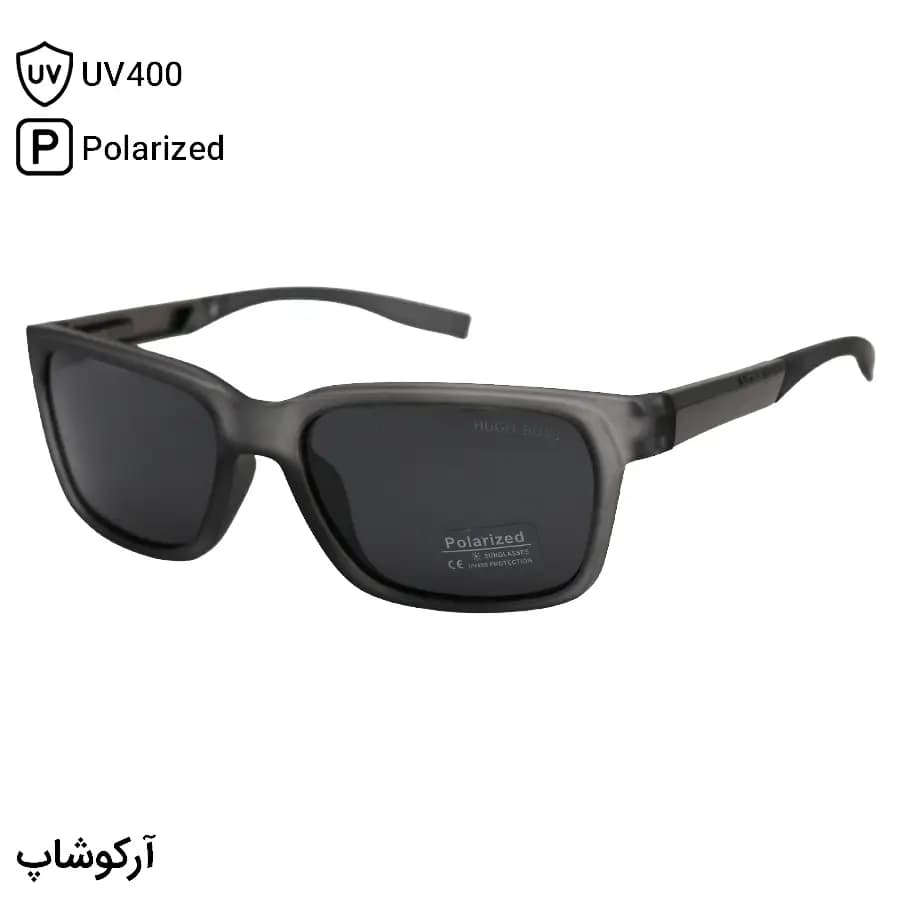 عینک آفتابی Hugo Boss با فریم قهوه‌ای مات، مستطیلی شکل، بیس‌دار و لنز قهوه‌ای تیره و پلاریزه مدل P5048 — تصویر ۹