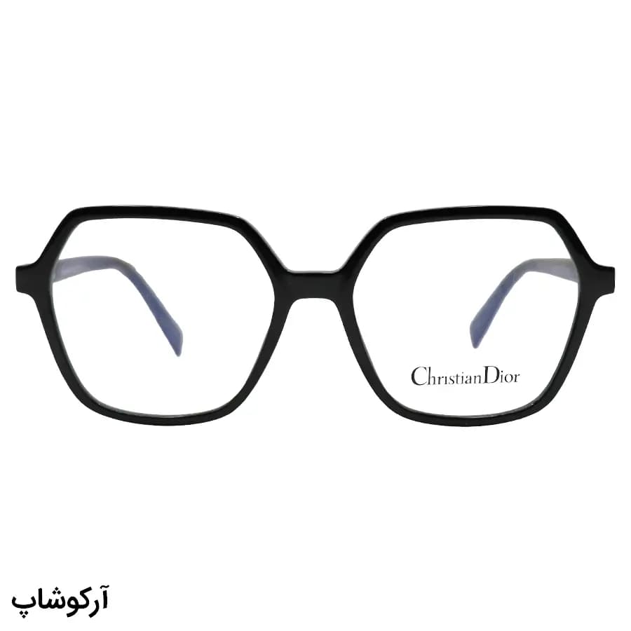 عینک طبی کریستین دیور با فریم رنگ مشکی براق، شکل چندضلعی و لولا فلزی و فنردار مدل 2140 — تصویر ۳