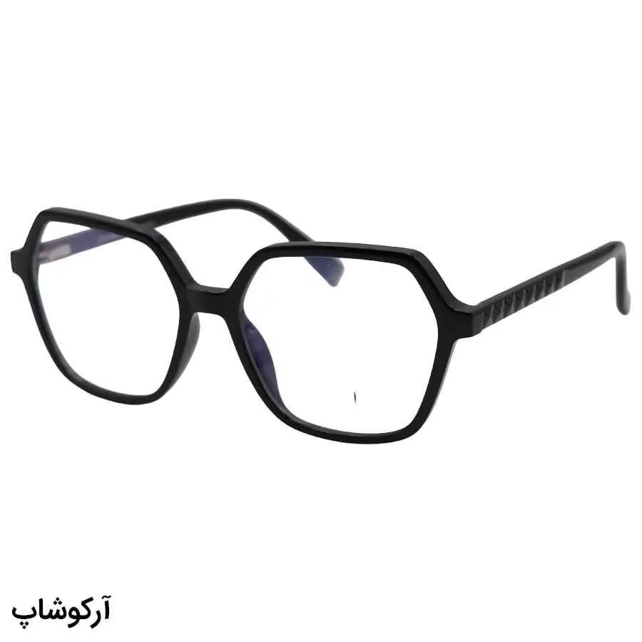 عینک طبی کریستین دیور با فریم رنگ مشکی براق، شکل چندضلعی و لولا فلزی و فنردار مدل 2140