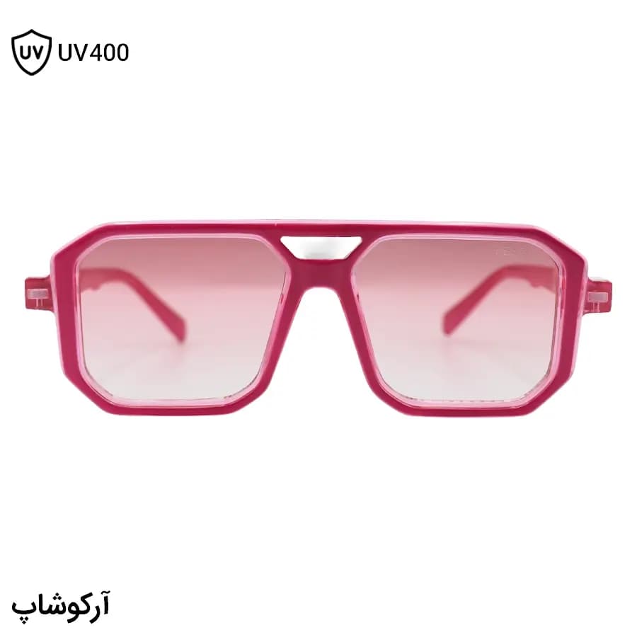 عینک دید در شب FENDI با فریم صورتی براق، شکل مربعی، دو پل بینی و لنز صورتی سایه روشن مدل M6125 — تصویر ۳