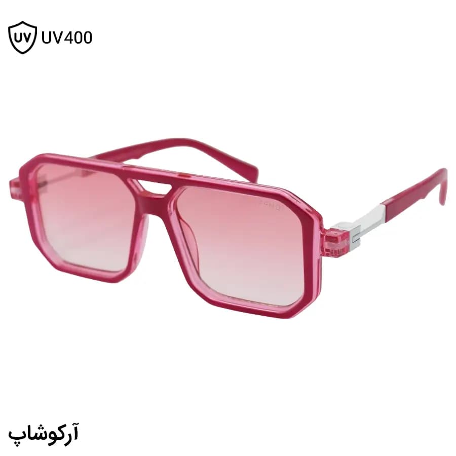 عینک دید در شب FENDI با فریم صورتی براق، شکل مربعی، دو پل بینی و لنز صورتی سایه روشن مدل M6125
