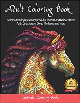 کتاب Adult Coloring Boosks Animals: Animal drawings to color for adults, to relax and relieve stress: Dogs, Cats, Horses, Lions, Elephants and more