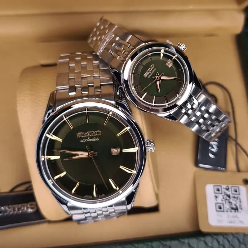 ست ساعت مچی مردانه و زنانه سیکو اکسکلوسیو اورجینال ژاپن نقره ای سبز مدل 3169G — تصویر ۸
