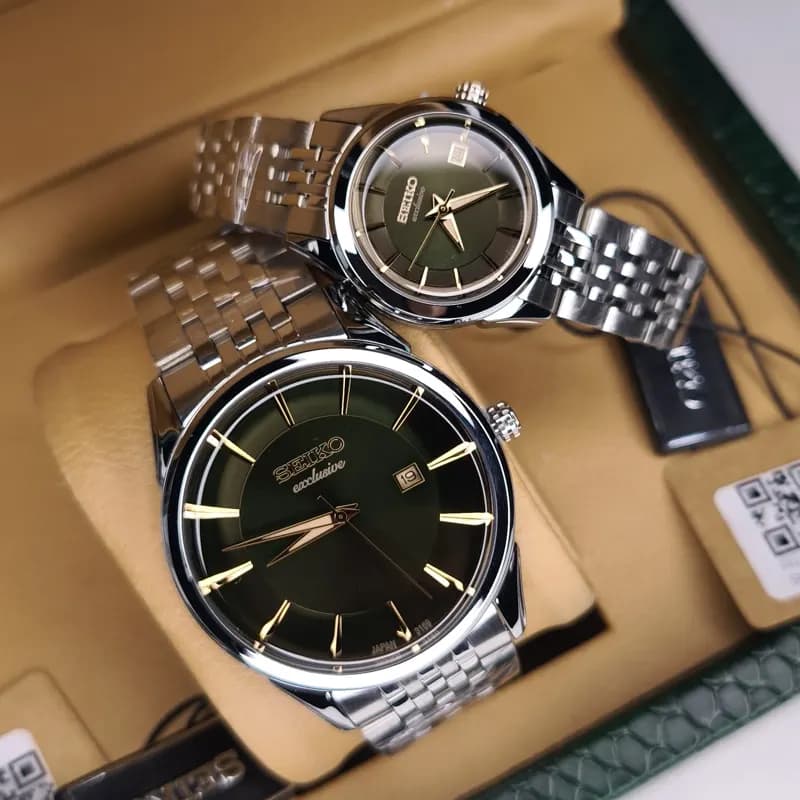 ست ساعت مچی مردانه و زنانه سیکو اکسکلوسیو اورجینال ژاپن نقره ای سبز مدل 3169G — تصویر ۷
