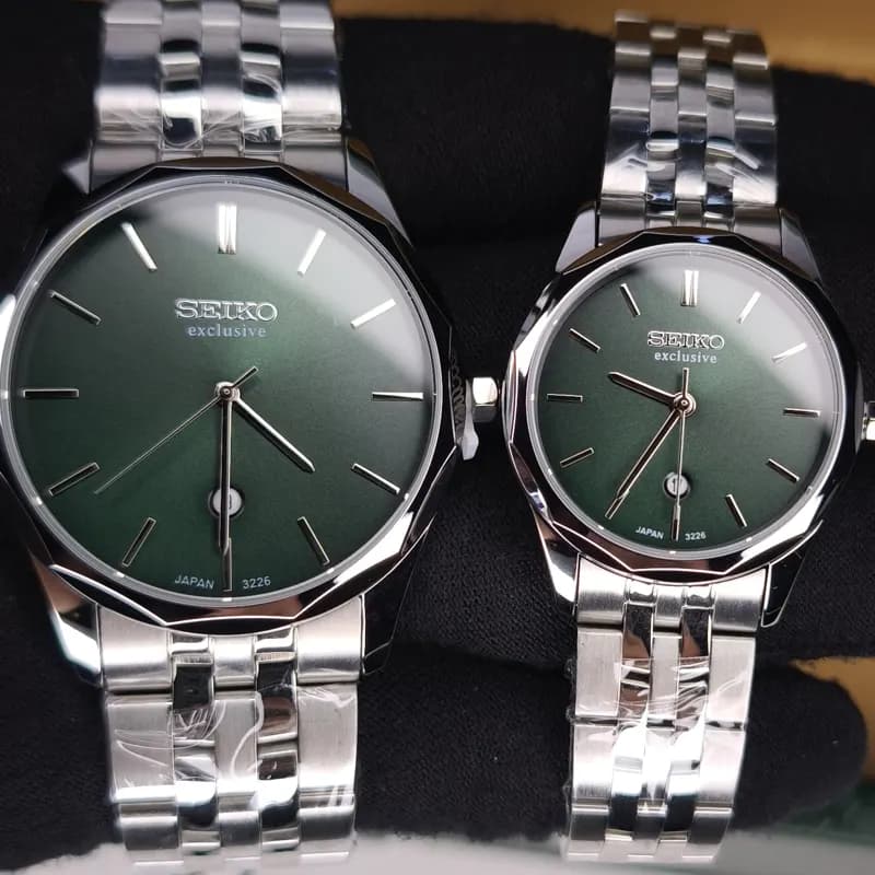 ست ساعت مچی مردانه و زنانه سیکو اکسکلوسیو اورجینال ژاپن نقره ای سبز مدل 3226G — تصویر ۶