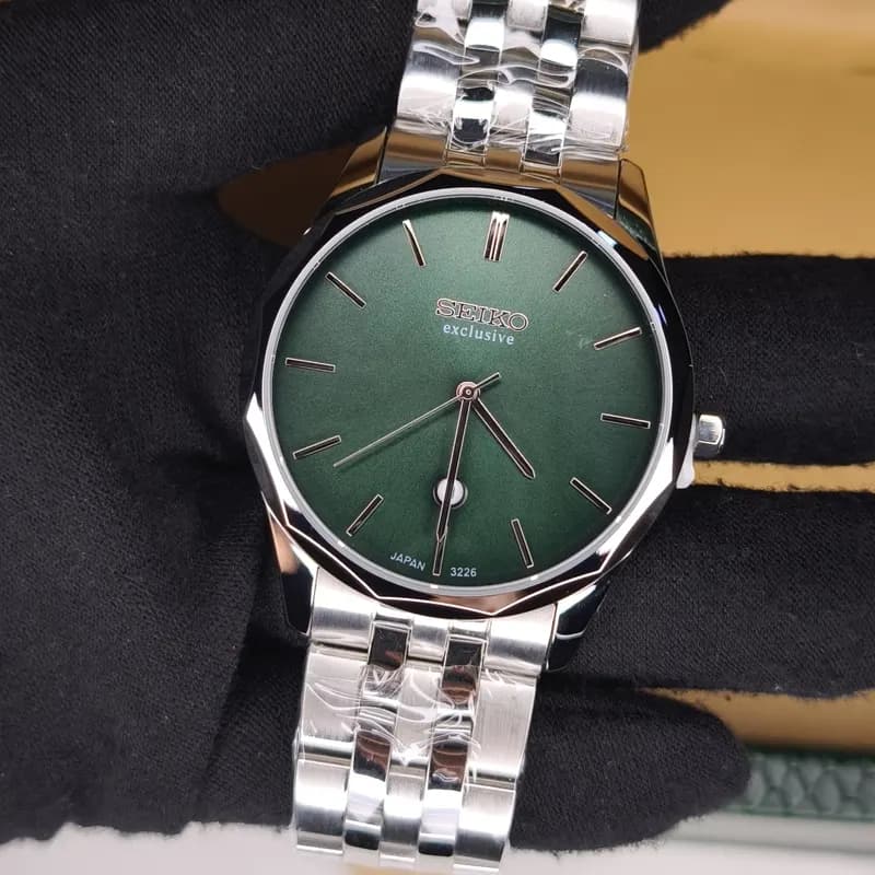ست ساعت مچی مردانه و زنانه سیکو اکسکلوسیو اورجینال ژاپن نقره ای سبز مدل 3226G — تصویر ۸