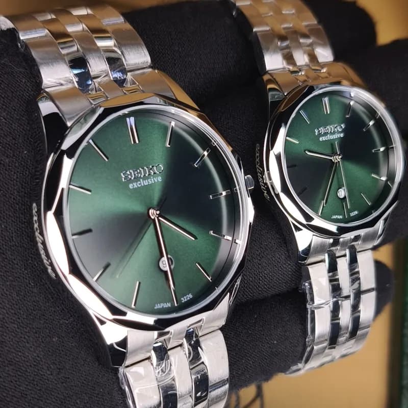 ست ساعت مچی مردانه و زنانه سیکو اکسکلوسیو اورجینال ژاپن نقره ای سبز مدل 3226G — تصویر ۵