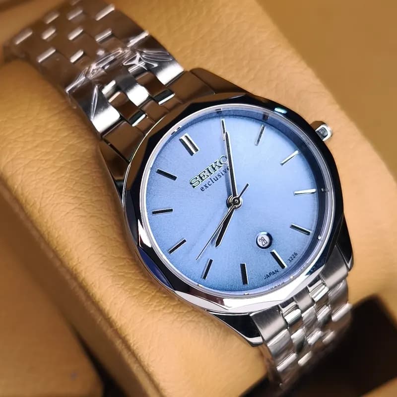ست ساعت مچی مردانه و زنانه سیکو اکسکلوسیو اورجینال ژاپن نقره ای تیفانی مدل 3226G — تصویر ۵