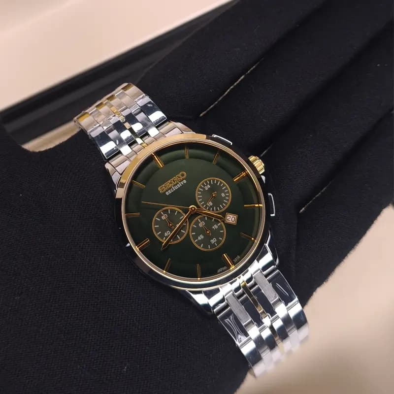 ساعت مچی مردانه سیکو اکسکلوسیو اورجینال ژاپن نقره ای سبز مدل 3216G (سه موتوره) — تصویر ۸