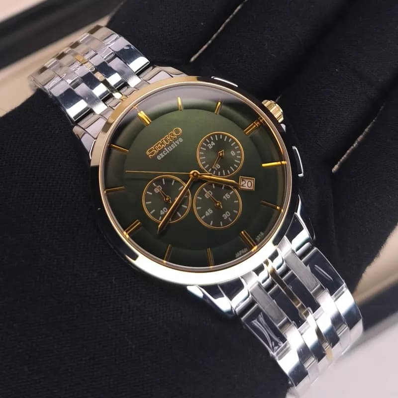 ساعت مچی مردانه سیکو اکسکلوسیو اورجینال ژاپن نقره ای سبز مدل 3216G (سه موتوره) — تصویر ۷