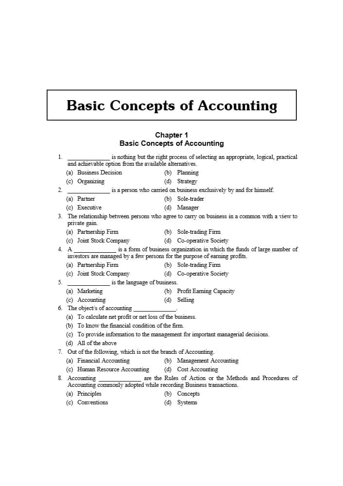 Accounting MCQ (سؤالات چهارگزینهای حسابداری) | مجموعه سوالات حسابداری با پاسخنامه PDF