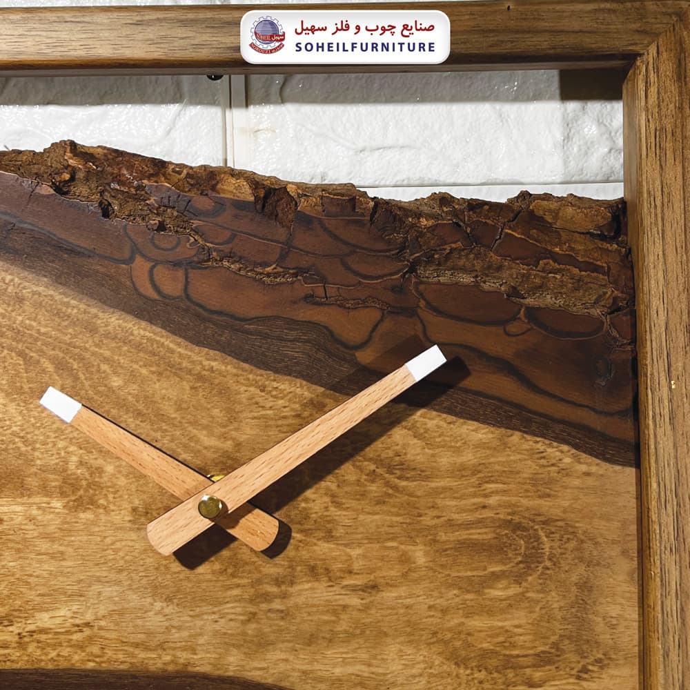 ساعت دیواری چوبی روستیک مدل راش و گردو سهیل سایز 30 — تصویر ۵