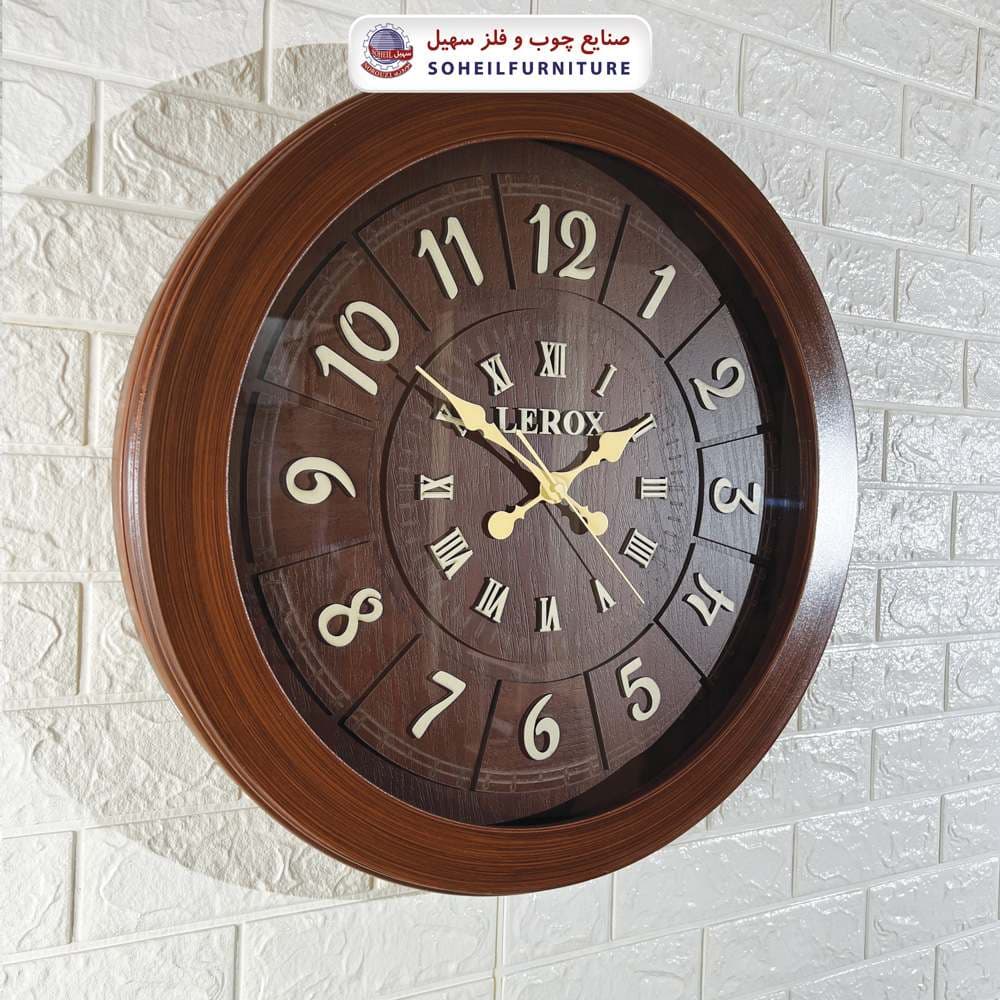 ساعت دیواری چوبی اعداد یونانی مدل 6016-6024 سهیل (ساعت دیواری با اعداد رومی) — تصویر ۵