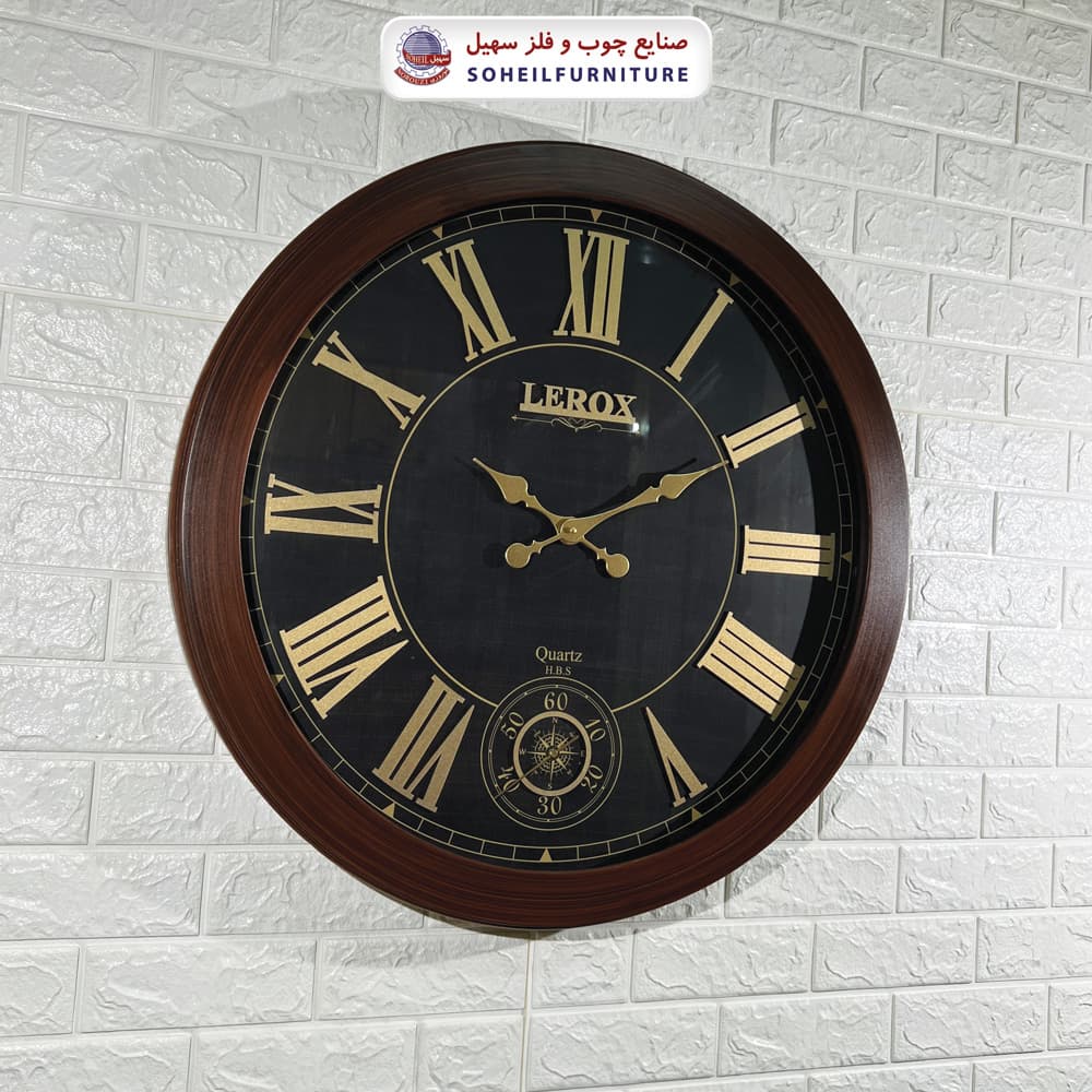 ساعت دیواری چوبی سایز بزرگ اعداد یونانی مدل 7007-7006 سهیل (ساعت دیواری 4 موتوره) — تصویر ۸