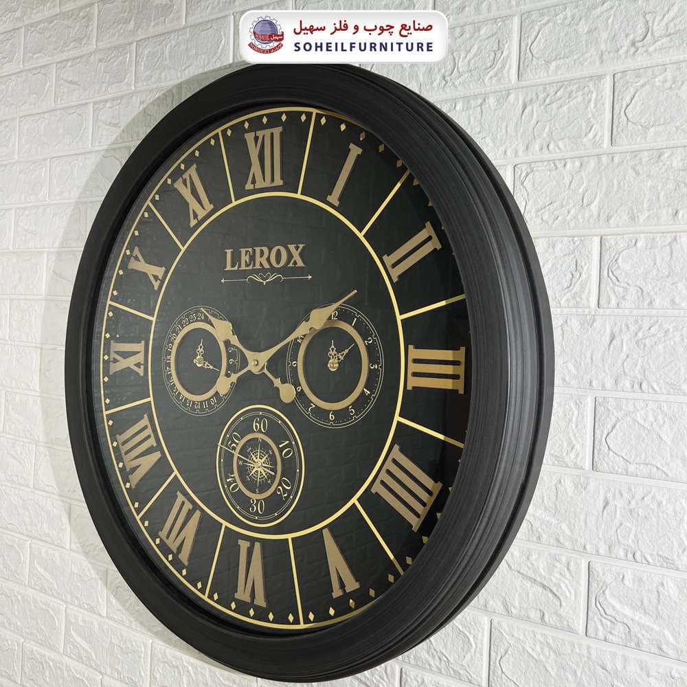 ساعت دیواری چوبی سایز بزرگ اعداد یونانی مدل 7005 سهیل (ساعت دیواری 4 موتوره) — تصویر ۲