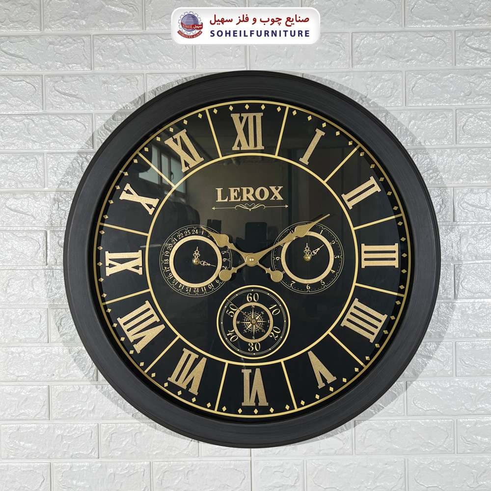 ساعت دیواری چوبی سایز بزرگ اعداد یونانی مدل 7005 سهیل (ساعت دیواری 4 موتوره) — تصویر ۶