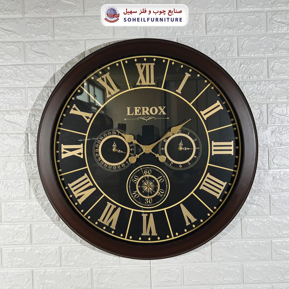 ساعت دیواری چوبی سایز بزرگ اعداد یونانی مدل 7002 سهیل (ساعت دیواری 4 موتوره) — تصویر ۲