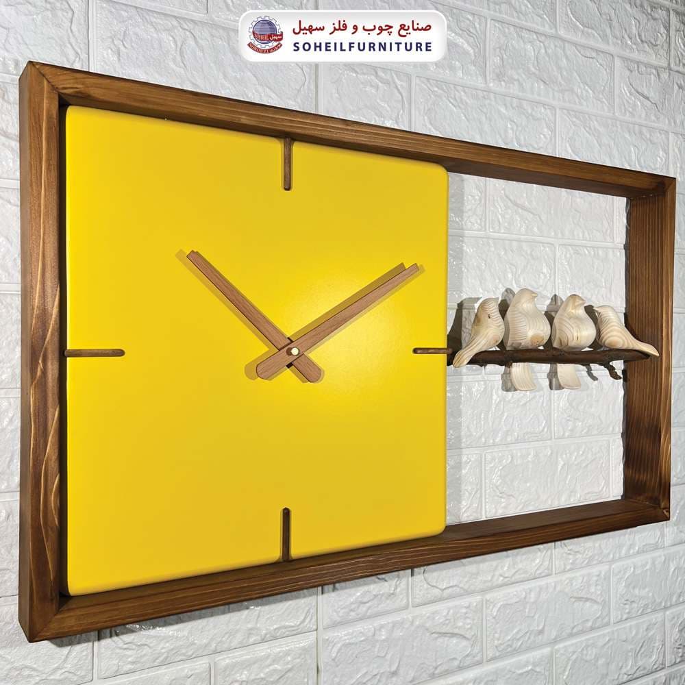 ساعت دیواری چوبی فانتزی بزرگ مدل M70 افقی سهیل — تصویر ۳