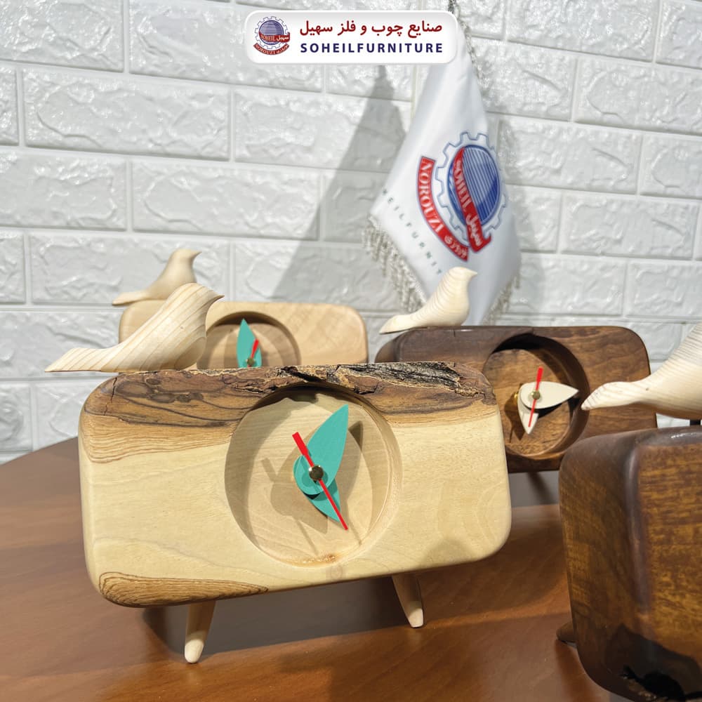 ساعت رومیزی فانتزی چوبی مدرن مدل مستطیل سهیل — تصویر ۶