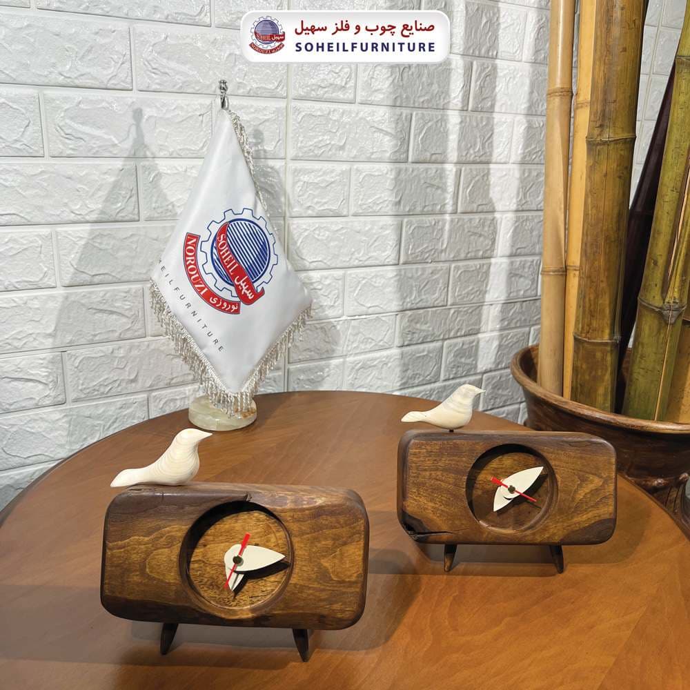 ساعت رومیزی فانتزی چوبی مدرن مدل مستطیل سهیل — تصویر ۲