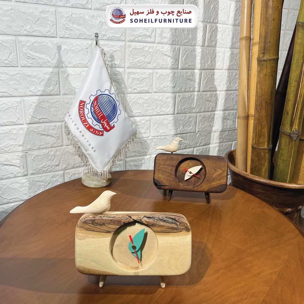 ساعت رومیزی فانتزی چوبی مدرن مدل مستطیل سهیل