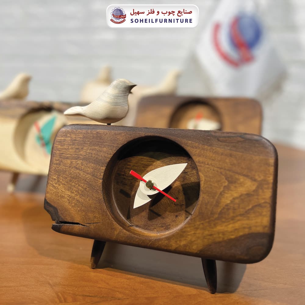 ساعت رومیزی فانتزی چوبی مدرن مدل مستطیل سهیل — تصویر ۴
