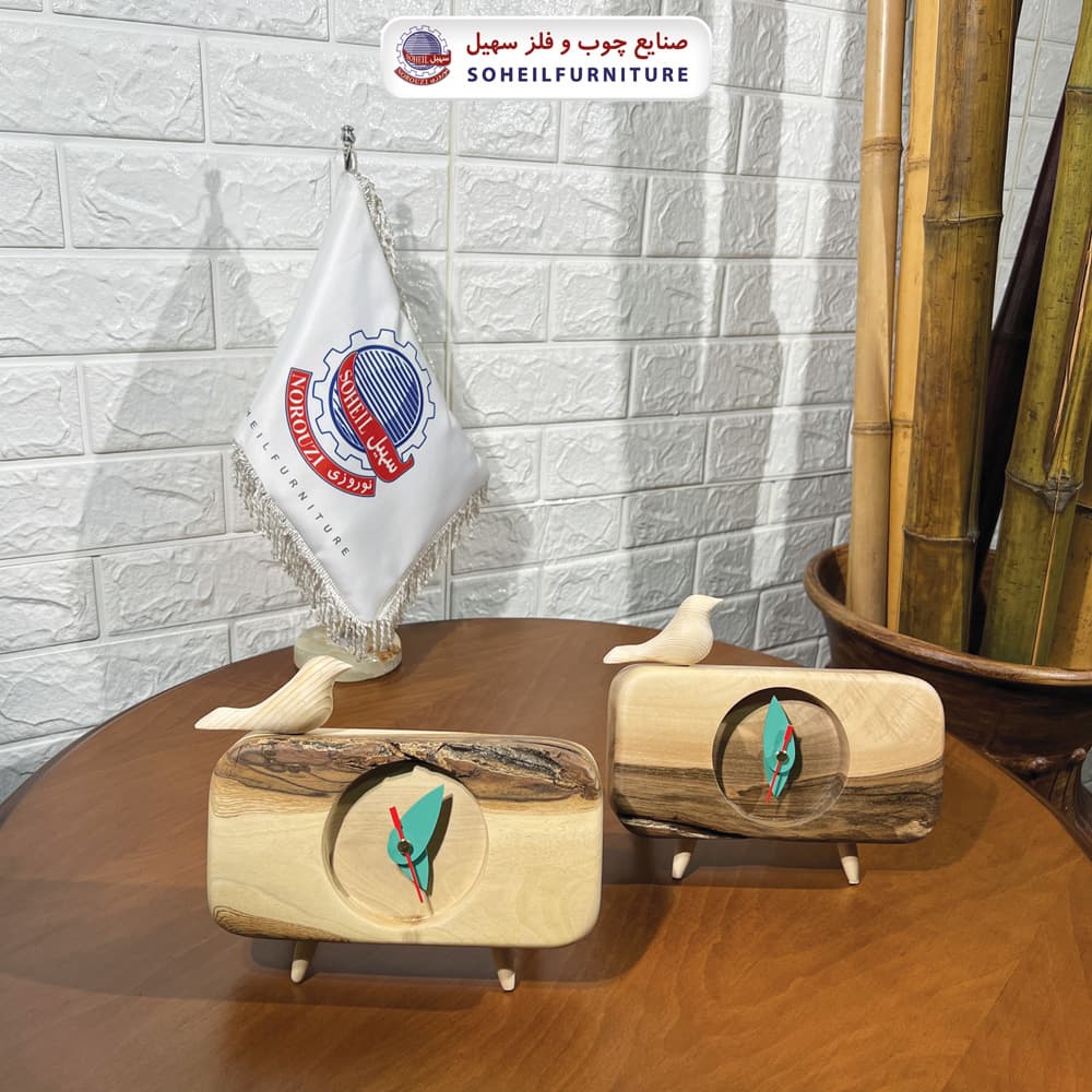 ساعت رومیزی فانتزی چوبی مدرن مدل مستطیل سهیل — تصویر ۳