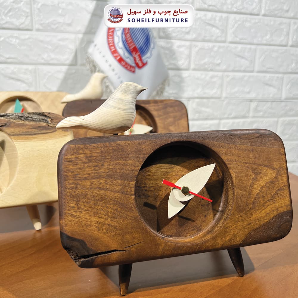 ساعت رومیزی فانتزی چوبی مدرن مدل مستطیل سهیل — تصویر ۵