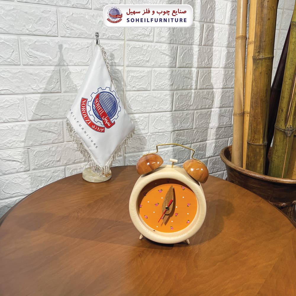 ساعت رومیزی فانتزی چوبی مدرن شماطه دار (زنگوله دار) سهیل — تصویر ۵