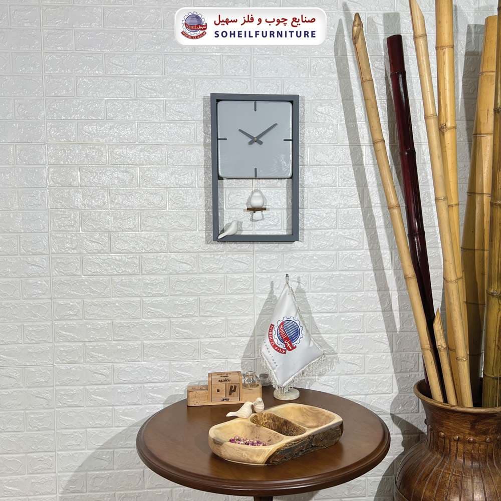 ساعت دیواری چوبی مدرن پرنده دار مدل پاندولی سهیل — تصویر ۳