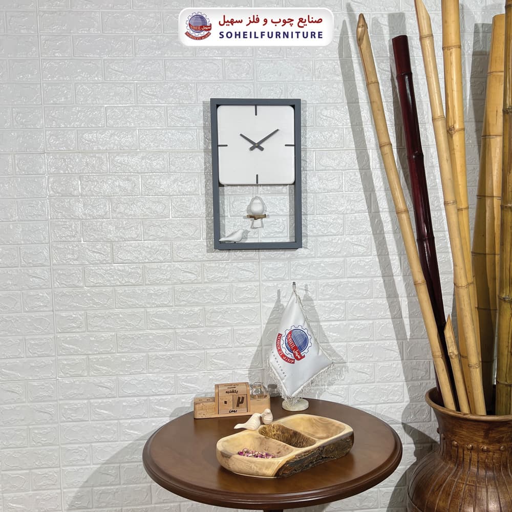 ساعت دیواری چوبی مدرن پرنده دار مدل پاندولی سهیل — تصویر ۵
