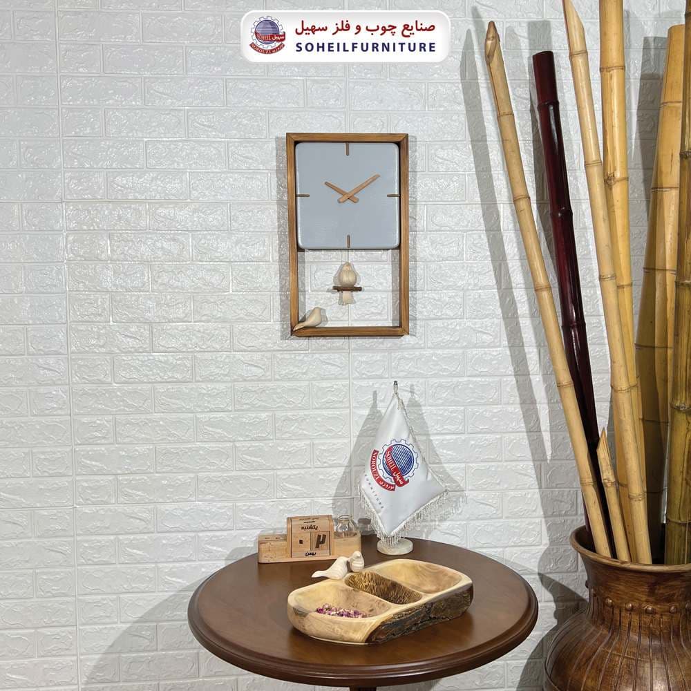 ساعت دیواری چوبی مدرن پرنده دار مدل پاندولی سهیل — تصویر ۸