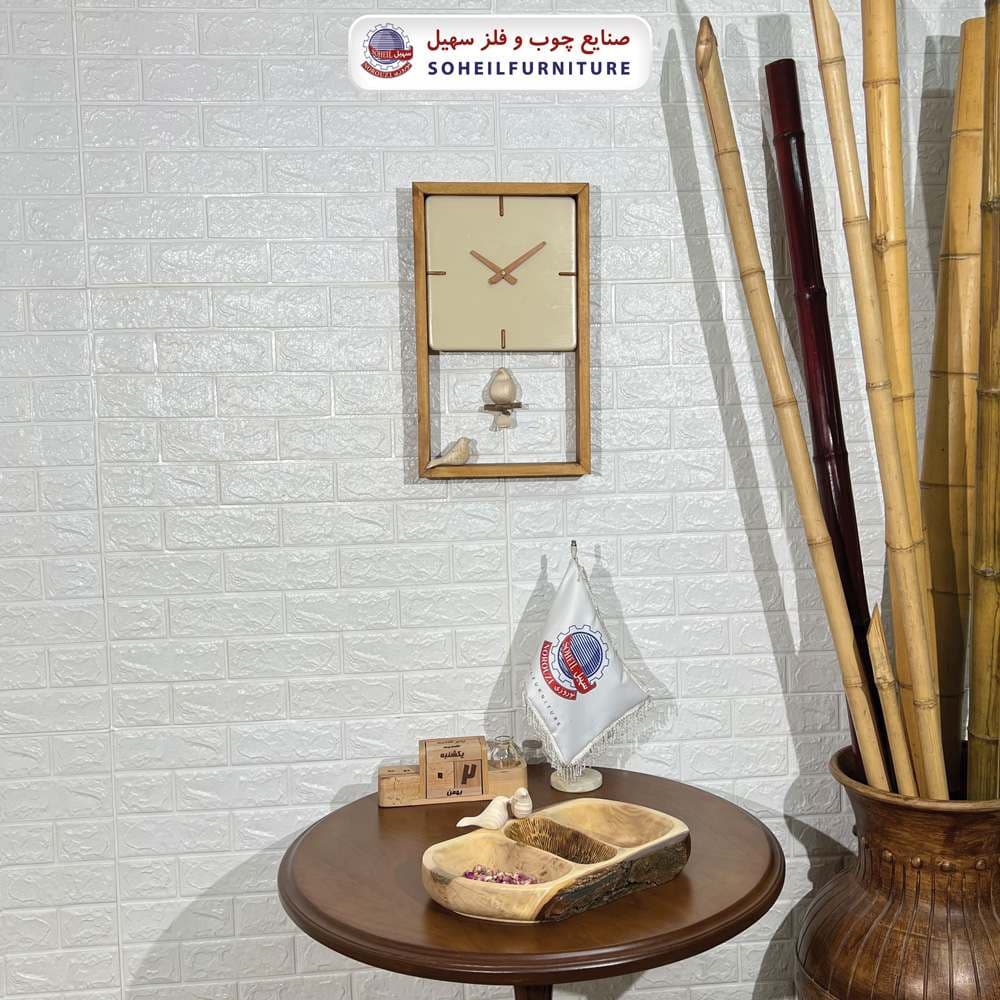 ساعت دیواری چوبی مدرن پرنده دار مدل پاندولی سهیل — تصویر ۷