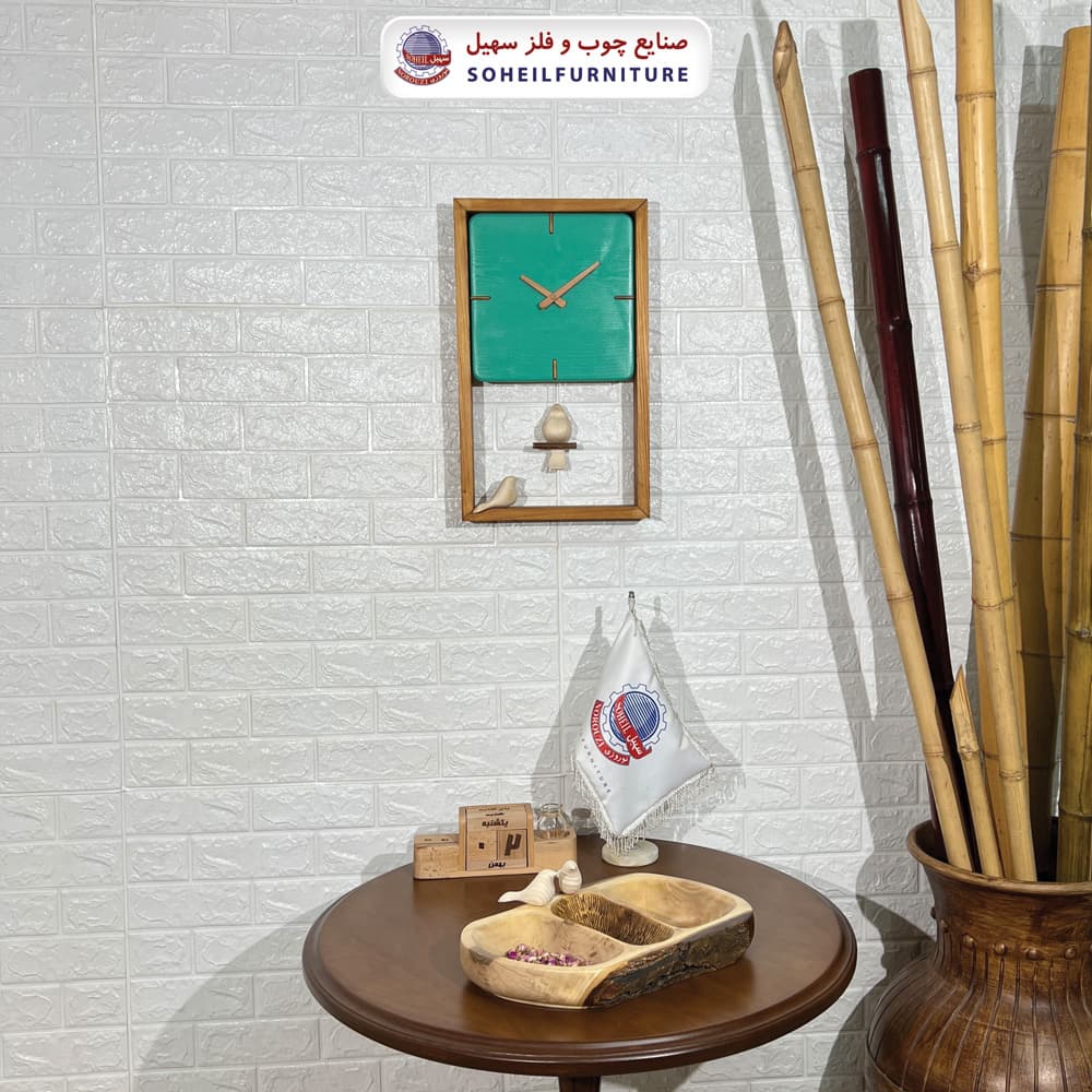 ساعت دیواری چوبی مدرن پرنده دار مدل پاندولی سهیل — تصویر ۲